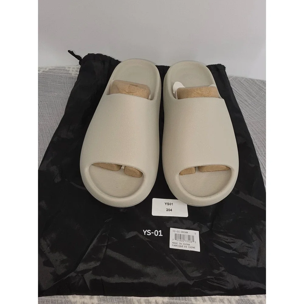 YS-01 Cream Foam Slides Men 9 Slip On Sandals YS01 Neutral Minimalist Lifestyle